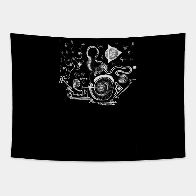 S43: engines floating above the water Tapestry by dy9wah