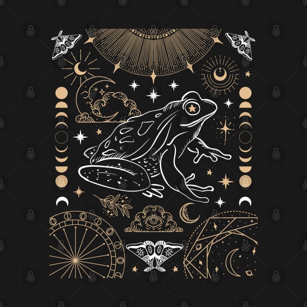 Witchy Frog Under Moon Phases,  Dark Academia Magician, Cottagecore Fairy Magic by Ministry Of Frogs