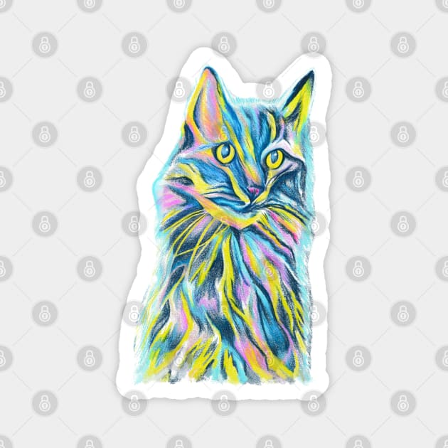 Colorful Cat Magnet by FreeSpiritMeg