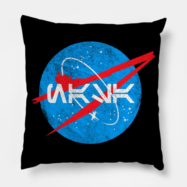 Retro Aurebesh NASA Pillow by groovyraffraff