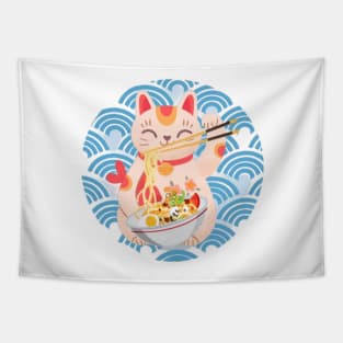 Cat eating spaghetti Tapestry