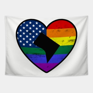 Washington D.C. United States Gay Pride Flag Heart Tapestry