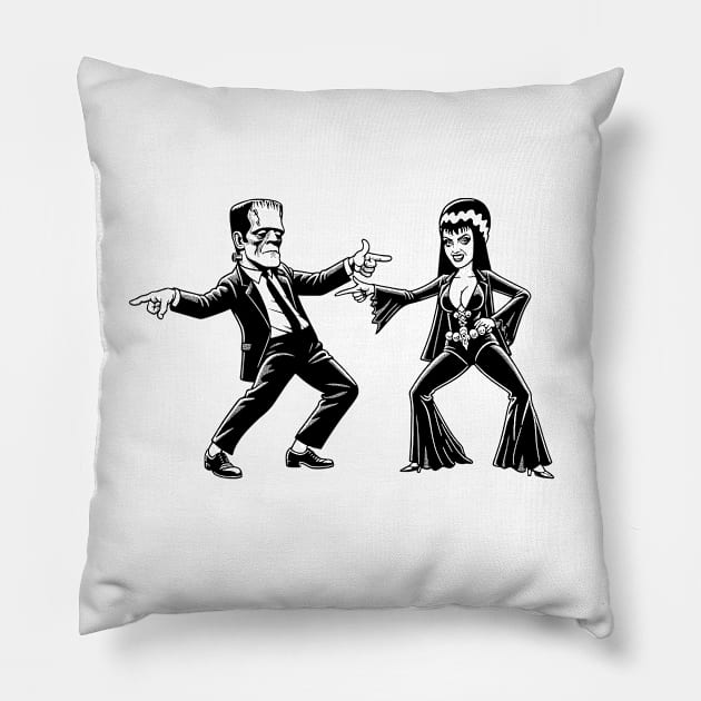 Pulp Frankenstein Halloween Pillow by TooplesArt