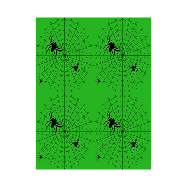 Halloween spider family green by YamyMorrell