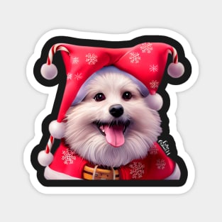 Christmas Pomeranian Puppy Magnet