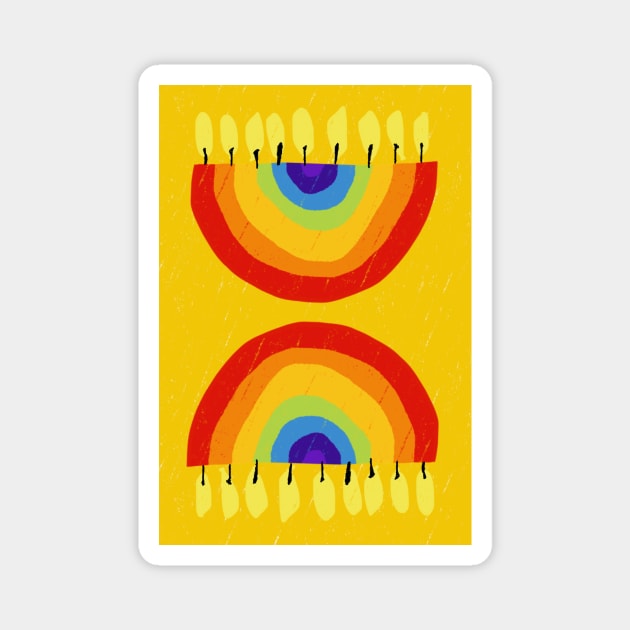 Rainbow Chanukiah Yellow Print Magnet by TillaCrowne