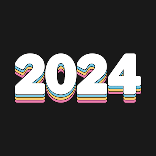 2024 Year Retro Rainbow T-Shirt