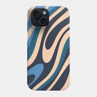 Wavy Loops Retro Abstract Pattern Blue and Beige Phone Case