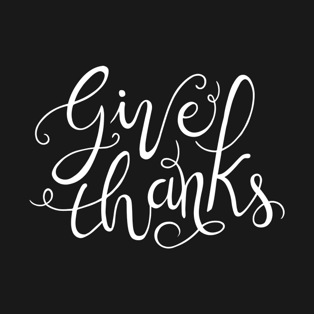 Give thanks black and white festive hand lettering by Pictandra