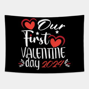 Our First Valentines Day Together 2024 Matching Couple Tapestry