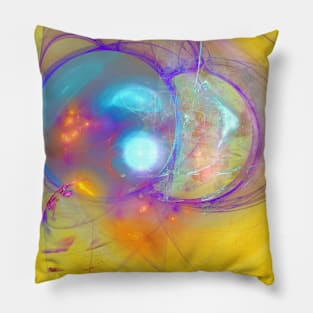 Planetary creation in yellow space Pillow