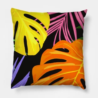 Tropical plants in bright colours Pillow