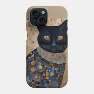 Black Klimt Cat in Ceremonial Vestments Phone Case