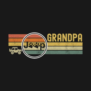 Vintage Jeep Grandpa Jeep Dog Paws Jeep Lover Retro Jeep Sunset Jeep T-Shirt