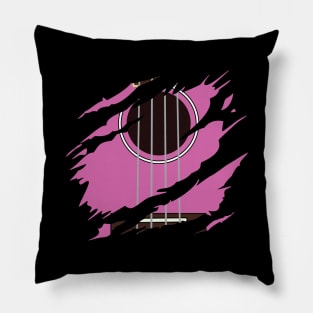 Ripped Ukulele Pink Color Pillow