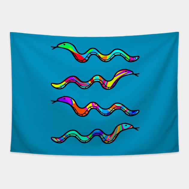Colorful Snakes Tapestry by Shrenk