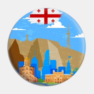 Tbilisi, Georgia - Retro travel minimalist poster Pin