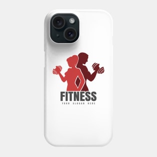 Fitness Emblem with Silhouettes of Athletic Man and Woman Phone Case