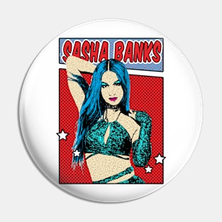 Sasha Banks Wrestling Pop Art Comic Style Pin
