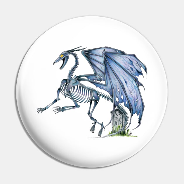 Spooky Blue Undead Skeleton Dragon Pin by Sandra Staple