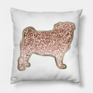 Sparkling rose gold Pug Pillow