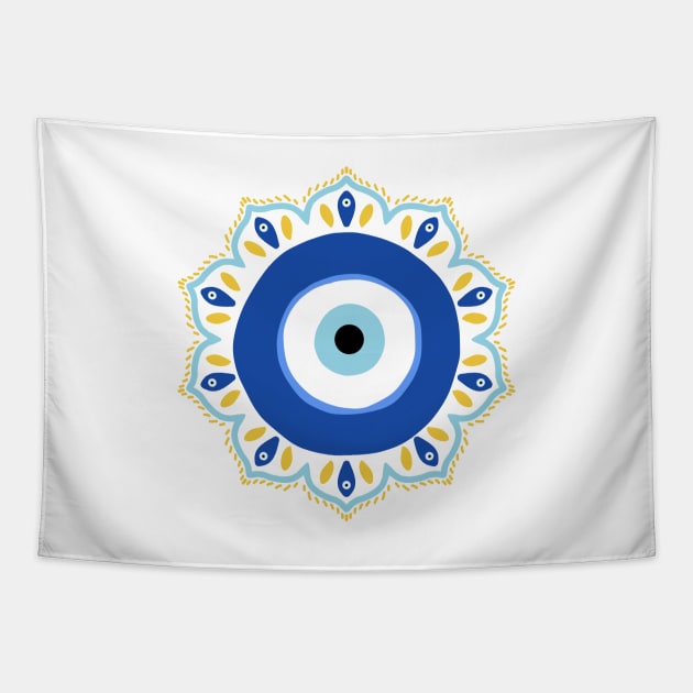 Evil eye Mandala Tapestry by Trippycollage