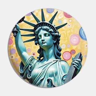 Gustav Klimt's Liberty's Glow: Inspired Statue of Liberty Pin