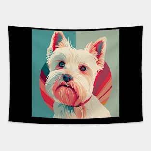 70s West Highland White Terrier Vibes: Pastel Pup Parade Tapestry