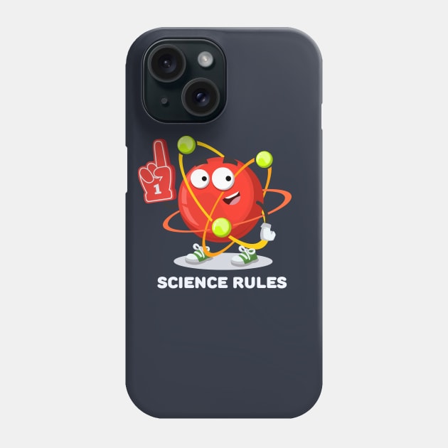 cartoon atom character mascot with the number 1 one sports fan hand glove SCIENCE rules Phone Case by VizRad