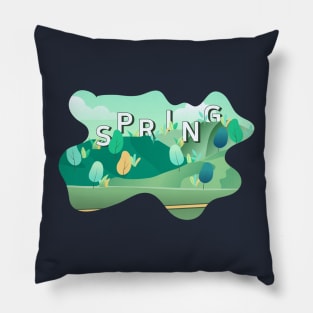 spring landscape flat illustration Pillow