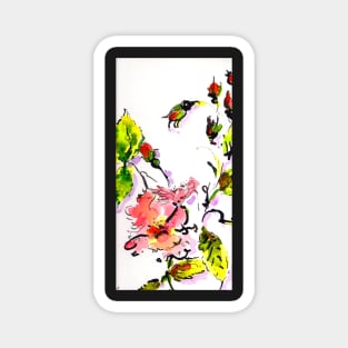 Pink Roses Modern Floral Art Magnet