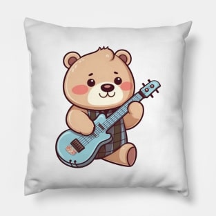 Cute Teddy Bear Playing Guitar Pillow