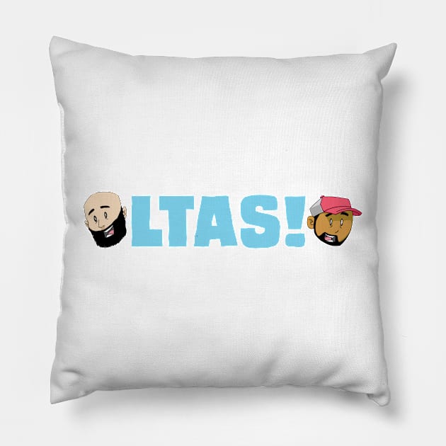 LTAS Heads Blue Pillow by Brent Hibbard