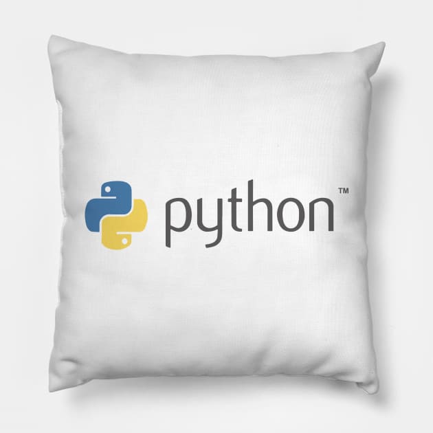 python official logo of python programming language computer geek Pillow by erbedingsanchez