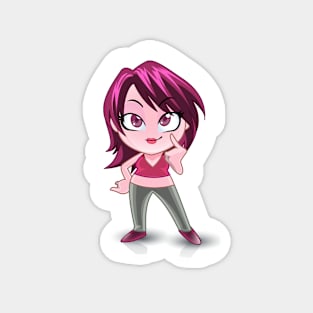 purple lover, beautiful Girl cartoon character Magnet