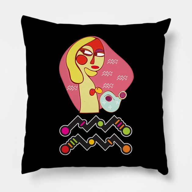 Aquarius Zodiac Sign Pillow by ZodiacSigns