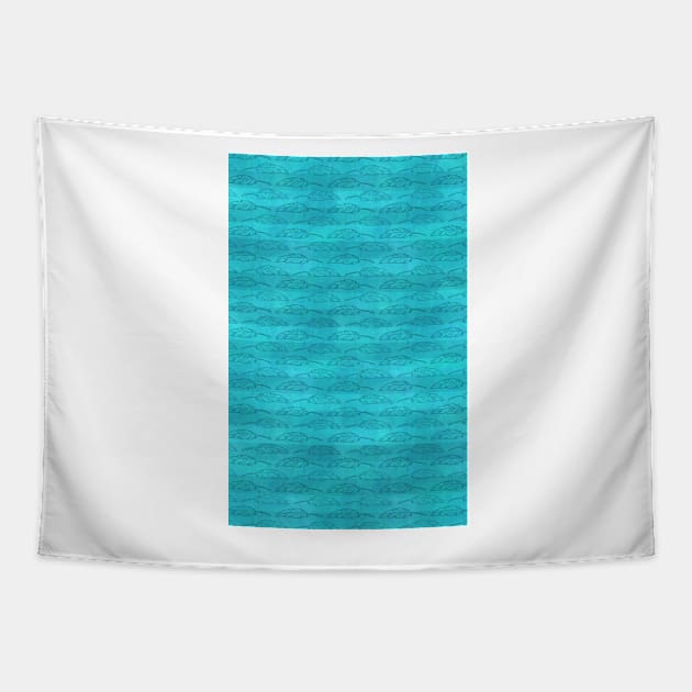 Palm Traffic! (Aqua Stripes) Tapestry by ErinKantBarnard