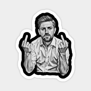 VINTAGE Leon Draisaitl Smoking MIDDLE FINGER BLACK WHITE Magnet