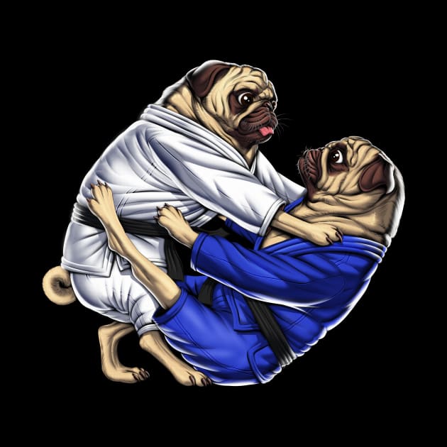 Jiu-Jitsu Pugs by underheaven