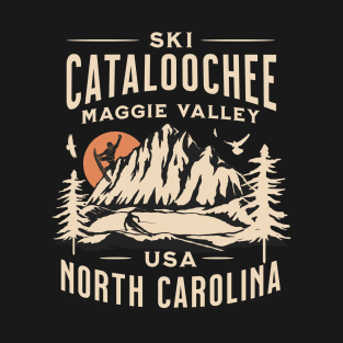 Cataloochee Ski and Snowboarding Gift: Hit the Slopes in Style at Maggie Valley, North Carolina Iconic American Mountain Resort T-Shirt