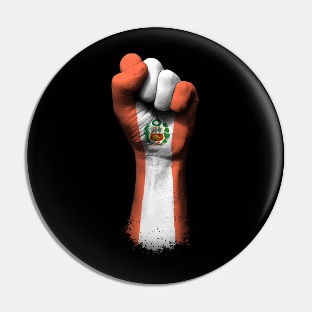 Flag of Peru on a Raised Clenched Fist Pin by jeffbartels