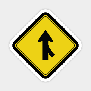 Caution Road Sign Right Merge Magnet