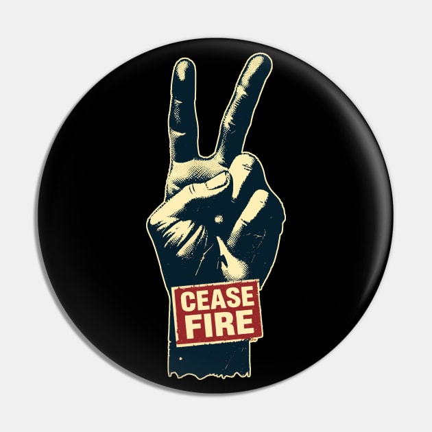 Peace and love Ceasefire Pin by TomFrontierArt