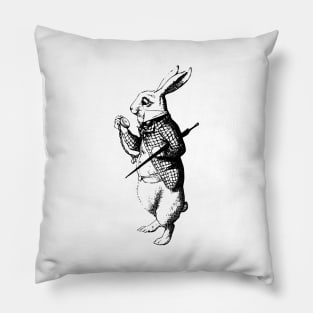 white rabbit alice in wonderland Pillow