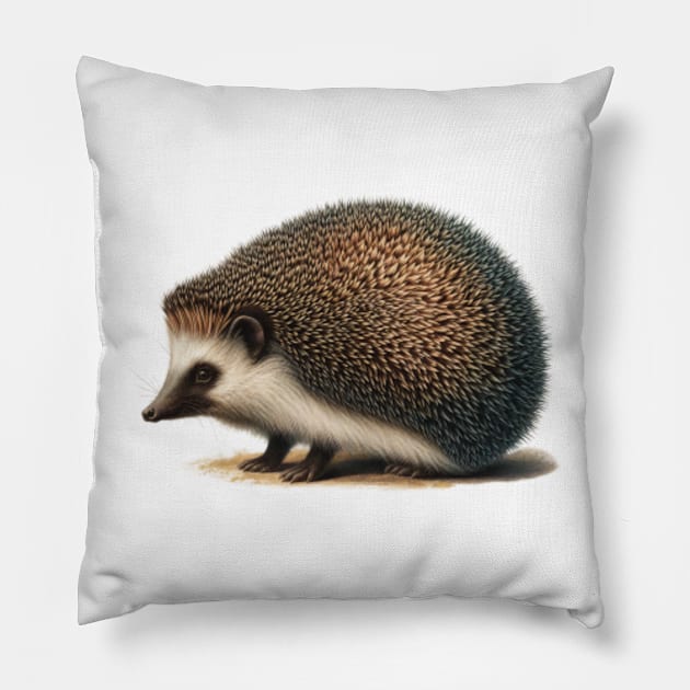 Vintage Biology Lithograph of Hedgehog Pillow by VEKULI