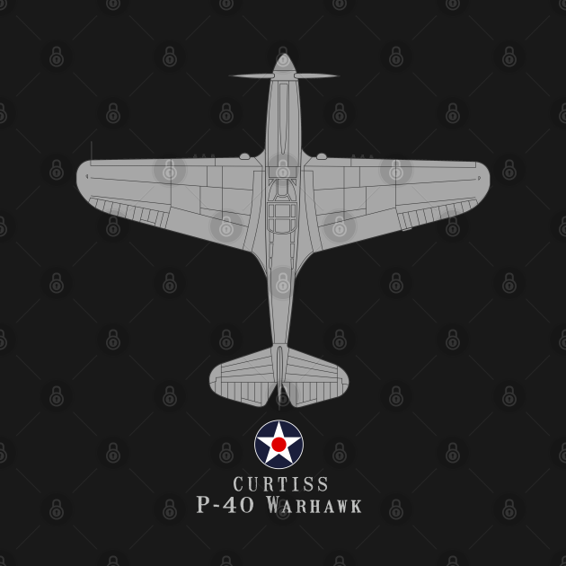 Discover P-40 Warhawk Tech Drawing - P 40 Warhawk - T-Shirt