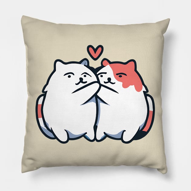 cute cat cartoon kawaii Pillow by Kawaii Bomb