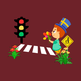 Little boy crossingn the road T-Shirt