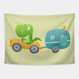 Dinosaur and his trailer Tapestry