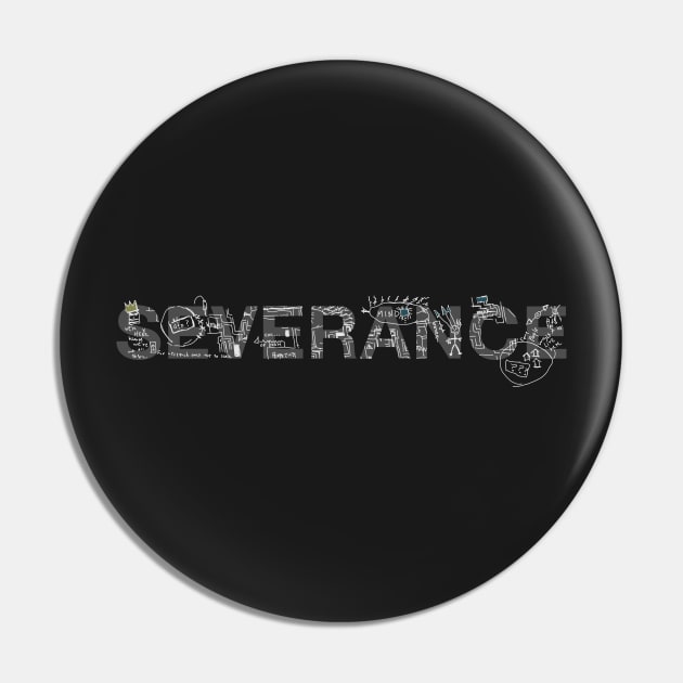 Severance with Petey's Map (black) Pin by splode